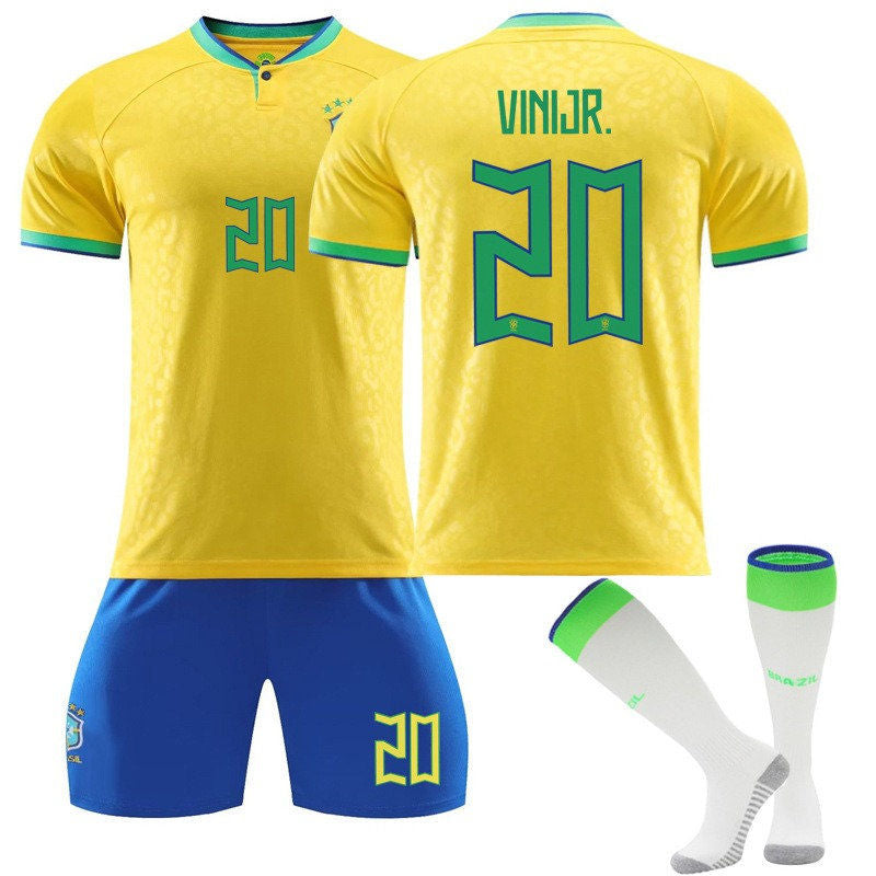Beakey VINIJR #20 Brazil Home B-Jersey 2022/23 Soccer B-Jersey Kit Football T-shirt Set For Adult Kids