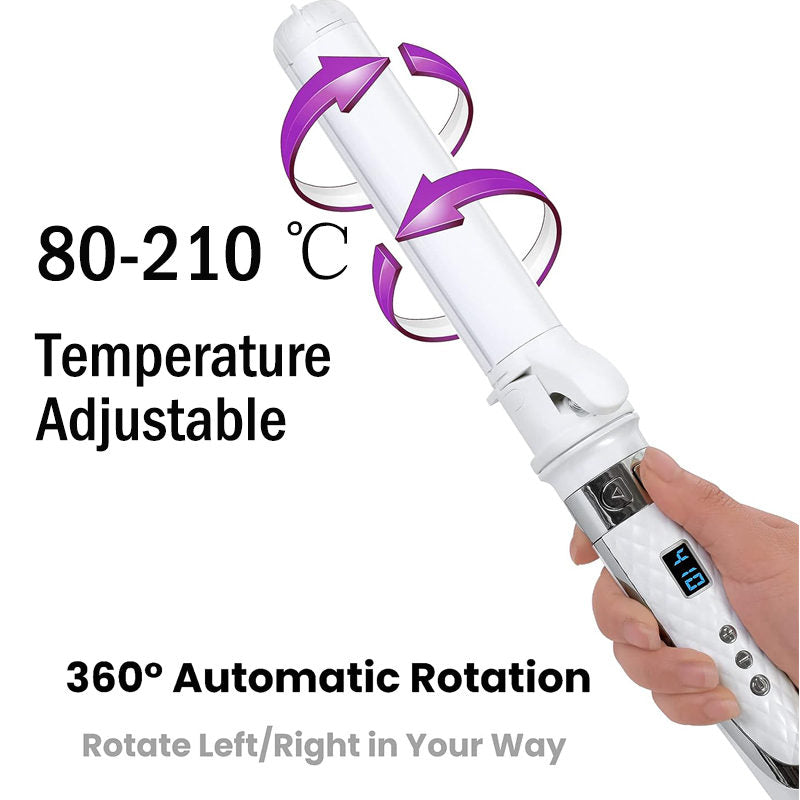 Beakey 32mm Rotating Curling Iron 2 in 1 Straightener with Anti-Scald Brush