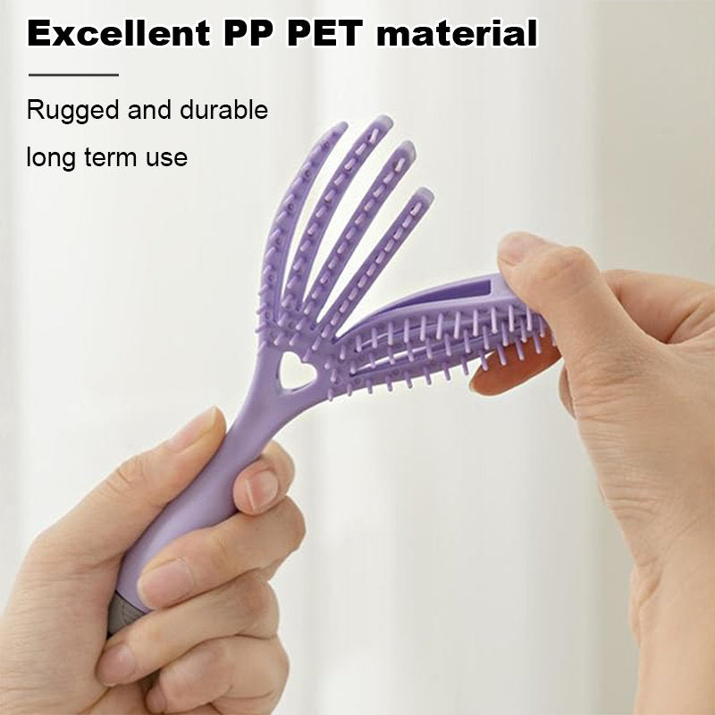 Beakey Hollow Out Hair Comb Dry Wet Use High Flexibility for Travel-Pink