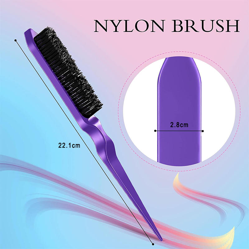 Beakey 3 Pcs Slick Back Hair Brush Set Bristle Hair Brush Edge Control Brush for Women Kids-Purple