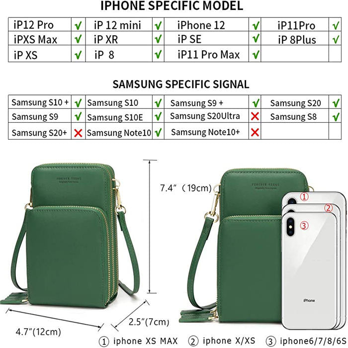 Beakey Crossbody Phone Bag for Women Small Shoulder Bag Cell Phone Wallet Purses and Handbags with 14 Credit Card Slots-Darkgreen