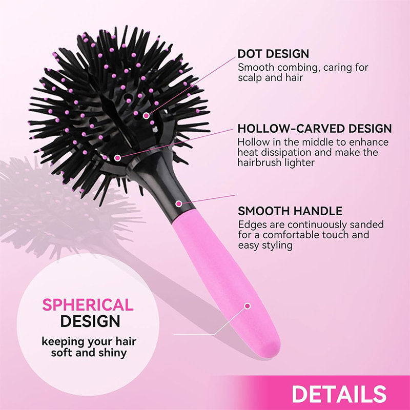 Beakey 3D Curl Hair Brush 360 degree Spherical Shape Comb for Wet Dry Hair