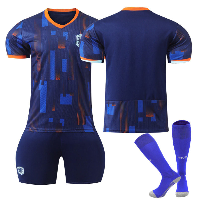 Beakey Netherlands Away Jersey Soccer Jersey Kit Football T-shirt Set for Adult Kids