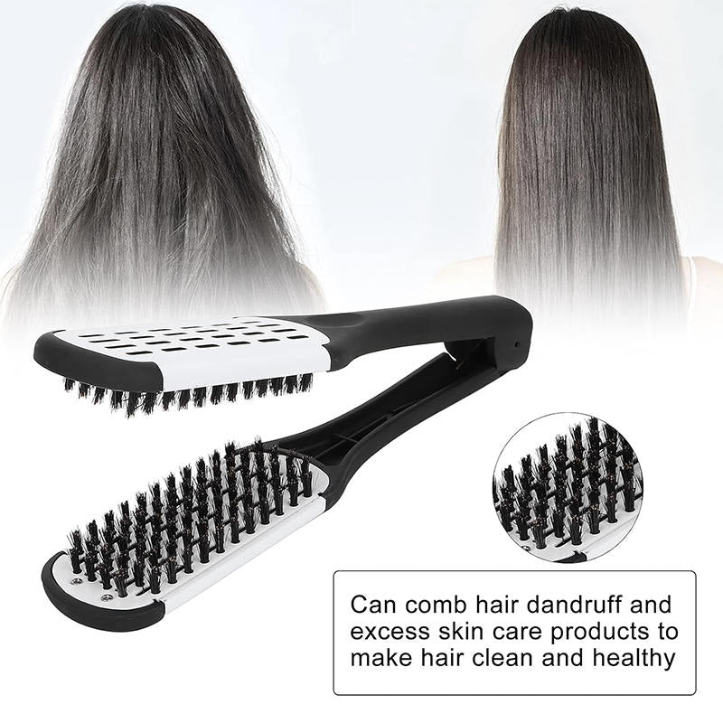 Beakey Boar Bristle Hair Brush Double Sided for Straightening Curling-White