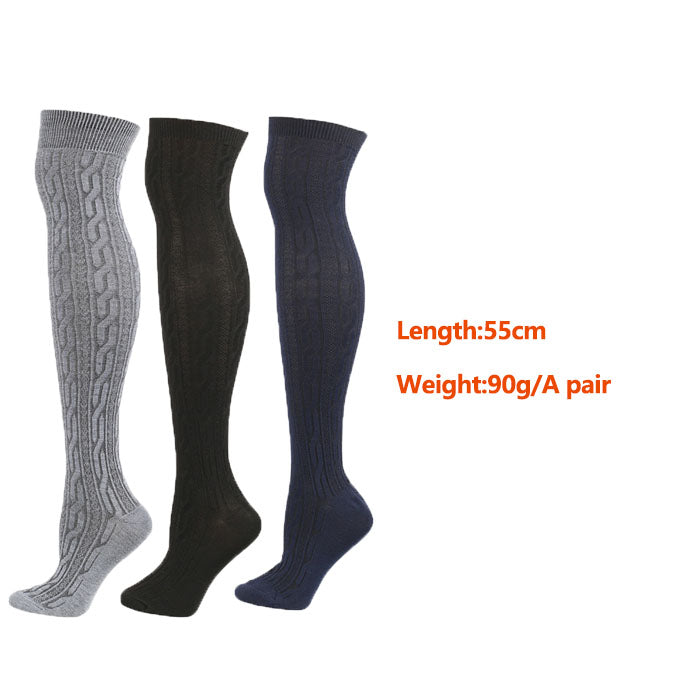 Beakey 3Packs Women Extra Long High Socks Knit Warmers Thick Tall Long Boot Stockings Leg-BlackNavyGray