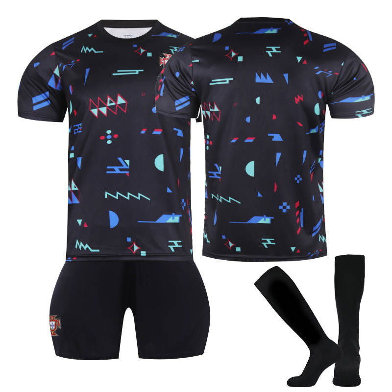 Beakey RONALDO #7 Portugal Training Clothes Soccer Jersey Kit Football T-shirt Set for Adult Kids