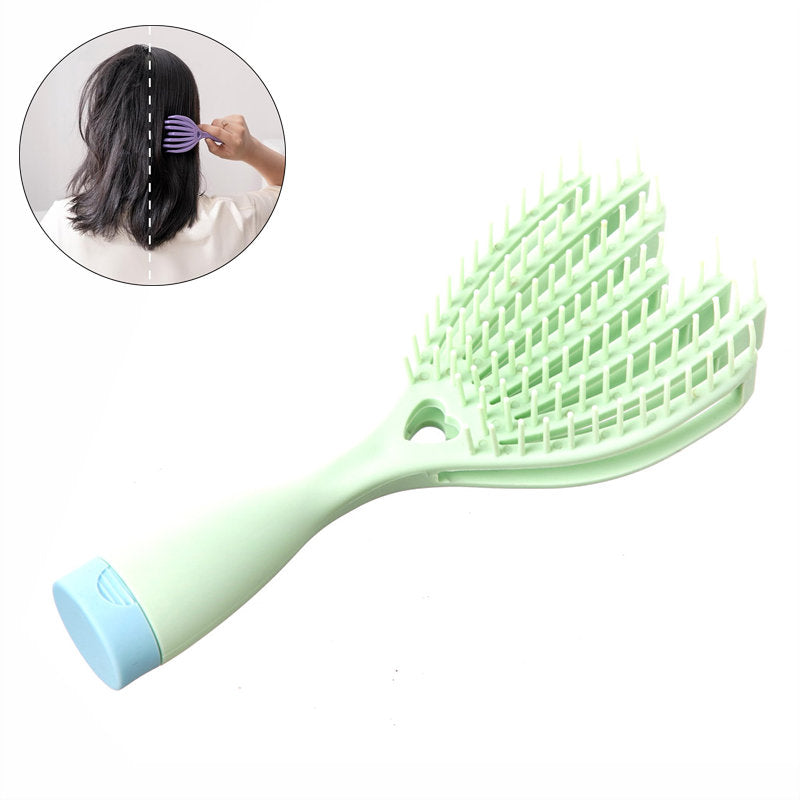 Beakey Hollow Out Hair Comb Dry Wet Use High Flexibility for Travel-Green