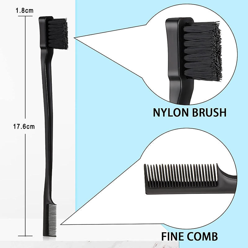 Beakey 3 Pcs Slick Back Hair Brush Set Bristle Hair Brush Edge Control Brush for Women Kids-Black