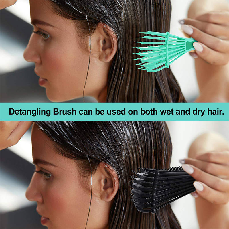 Beakey 2 Pack Detangling Brush for Curly Hair Detangler Brush for Wet Dry Long Thick Curly Hair-GreenWhite