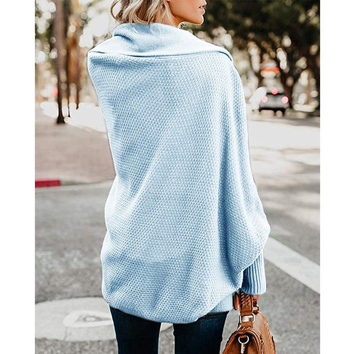 Beakey Women's Batwing Knitted Oversized Slouchy Solid Cardigan Sweater Knit Outwear-Sky Blue