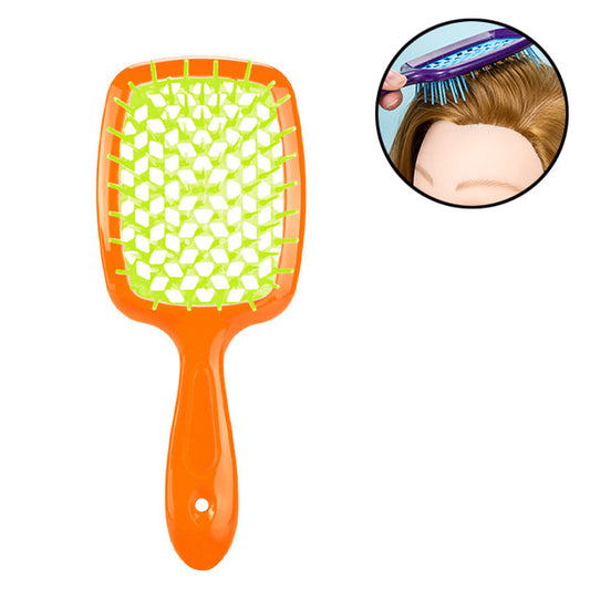 Beakey Massage Hair Brush Wet & Dry Vented Detangling for All Hair Types-OrangeGreen