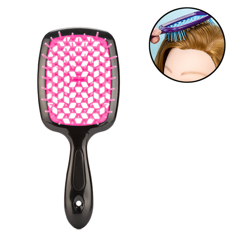 Beakey Massage Hair Brush Wet & Dry Vented Detangling for All Hair Types-BlackRoseRed