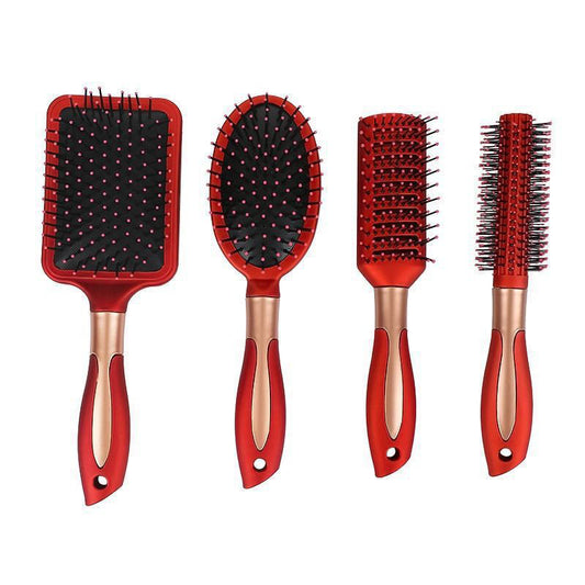 Beakey 4 Pcs Hair Brush Anti Static Massage Oval Comb for Women Men-Red
