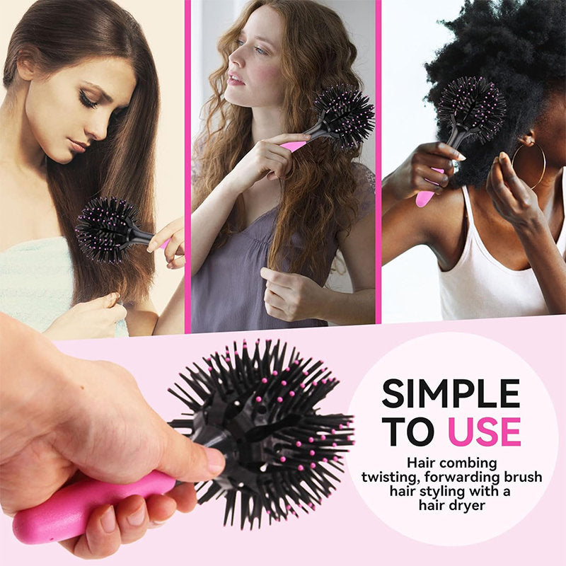 Beakey 3D Curl Hair Brush 360 degree Spherical Shape Comb for Wet Dry Hair