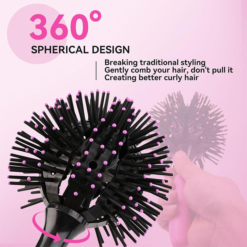 Beakey 3D Curl Hair Brush 360 degree Spherical Shape Comb for Wet Dry Hair