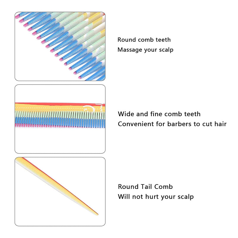 Beakey 3 Pcs Rainbow Hair Combs Anti-Static Wide Fine Tooth for Women Men