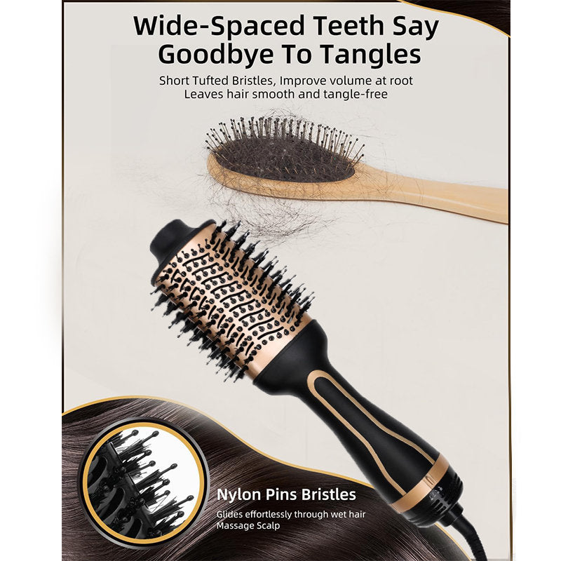 Beakey Blow Dryer Brush 1000W Adjustable Temps & Speed Anti Frizz-Gold