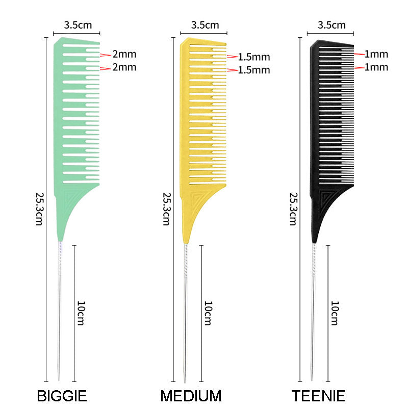 Beakey 3 Pcs Highlighting Combs 3 Sizes with Rat Tail Perfect for Salon-Set7