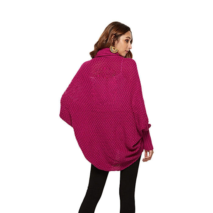 Beakey Women's Batwing Knitted Oversized Slouchy Solid Cardigan Sweater Knit Outwear-Rose