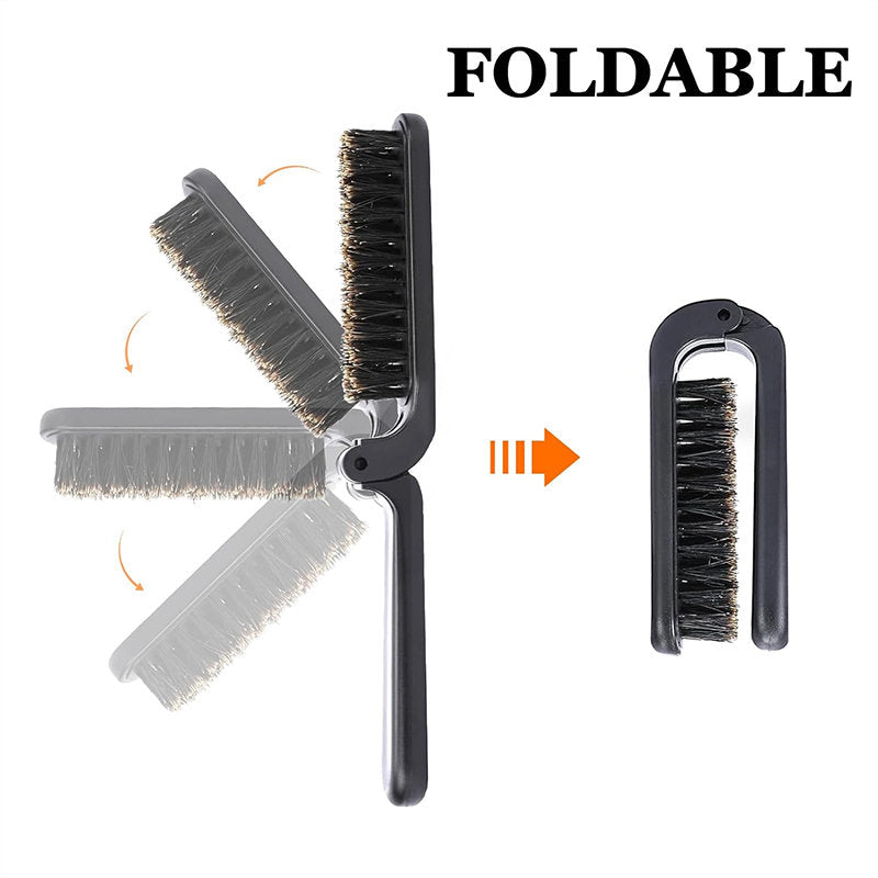 Beakey 2 Pcs Boar Bristles Hair Brushes Collapsible Mini Comb for Travel