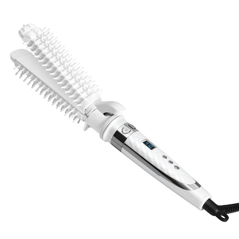 Beakey 32mm Rotating Curling Iron 2 in 1 Straightener with Anti-Scald Brush