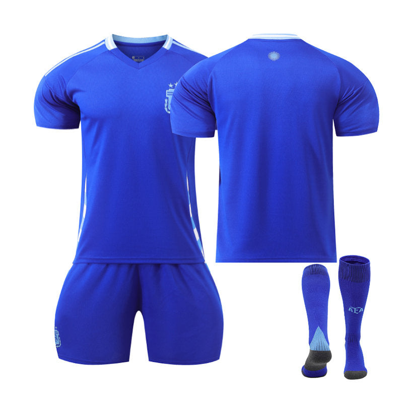 Beakey Argentina Away Jersey Soccer Jersey Kit Football T-shirt Set for Adult Kids