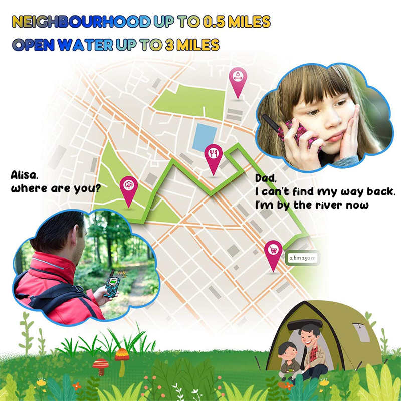 Beakey 3 Pcs Kids Walkie Talkies with Flashlight Radio Distance 3000m