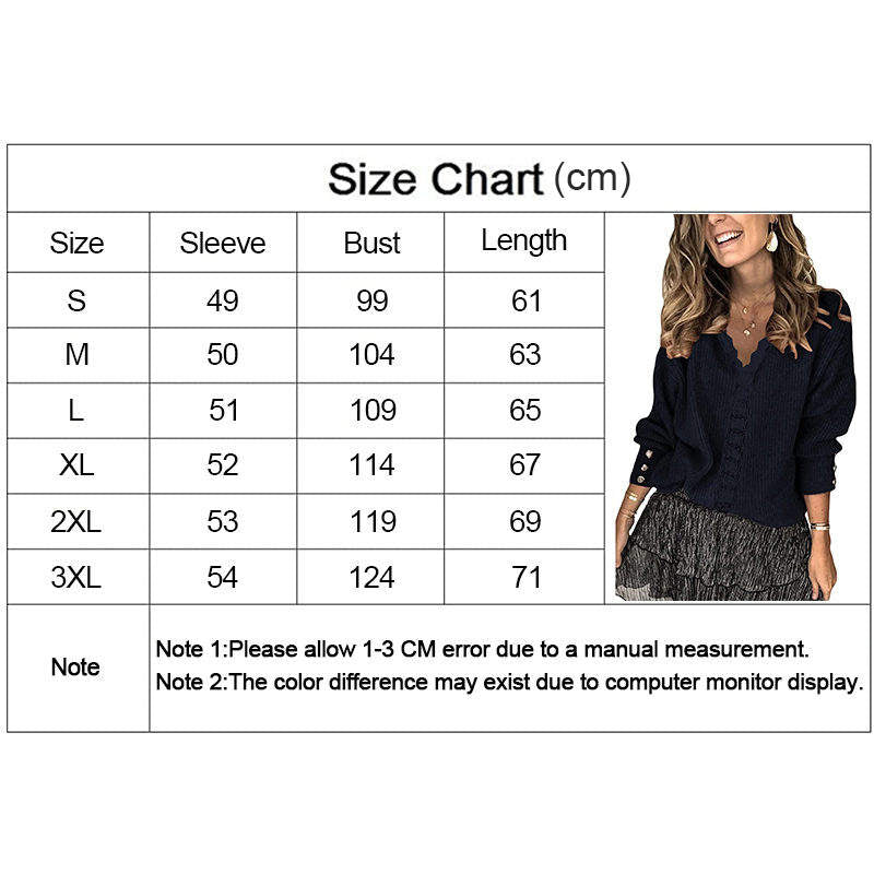 Beakey Womens Pullover Sweater Lace V Neck Long Sleeve Button Top-Black