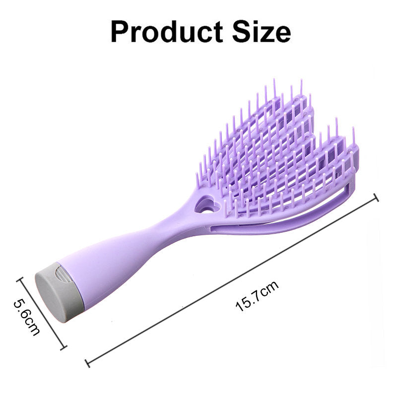 Beakey Hollow Out Hair Comb Dry Wet Use High Flexibility for Travel-Purple