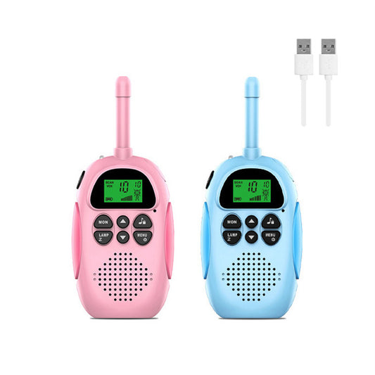 Beakey 2 Pcs Kids Walkie Talkies Rechargeable 22 Channels 2 Way Radio-Pink Blue