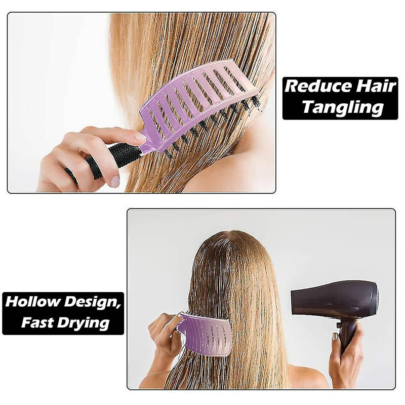 Beakey Hair Detangling Brush Fast Drying Styling Massage Hairbrush for Long Thick Curly Tangled Hair-GradientPink
