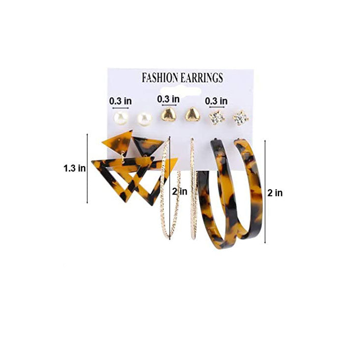 Beakey 6 Pairs Fashion Earrings Set with Tassel Dangle Hoop Earrings Colorful Statement Earrings Studs-(Style 4)