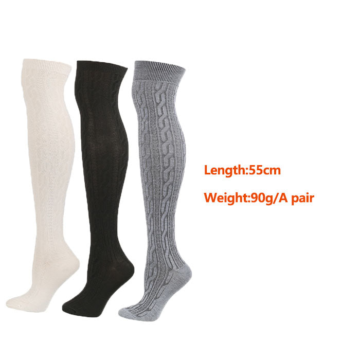 Beakey 3Packs Women Extra Long High Socks Knit Warmers Thick Tall Long Boot Stockings Leg-WhiteBlackGray