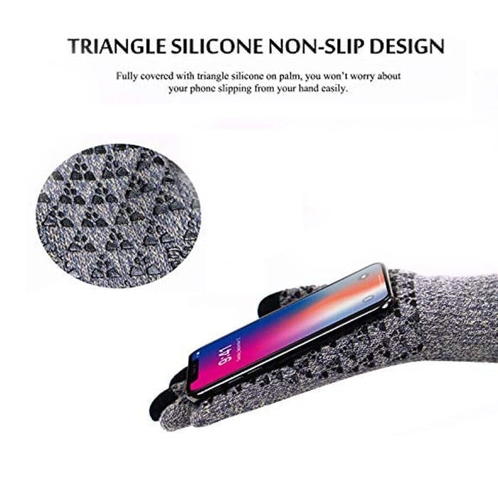 Beakey Winter Woman Gloves Upgraded Touch Screen Anti-Slip Silicone Gel Elastic Cuff Thermal-Coffee White-DZ32