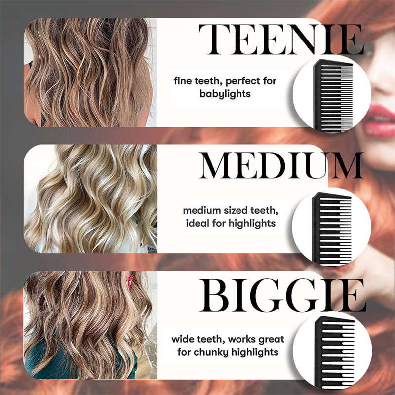 Beakey 3 Pcs Highlighting Combs 3 Sizes with Rat Tail Perfect for Salon-Set1