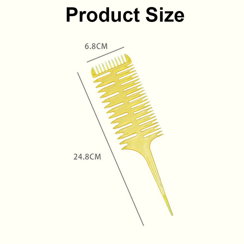 Beakey 3 in 1 Pointed Tail Comb Braiding Hair Dyeing Tool for Salon-Yellow