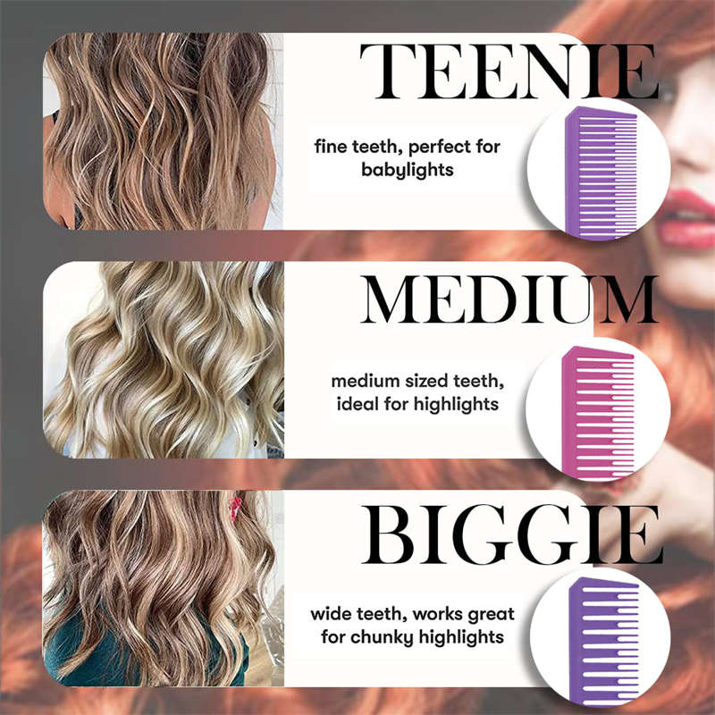 Beakey 3 Pcs Highlighting Combs 3 Sizes with Rat Tail Perfect for Salon-Set5