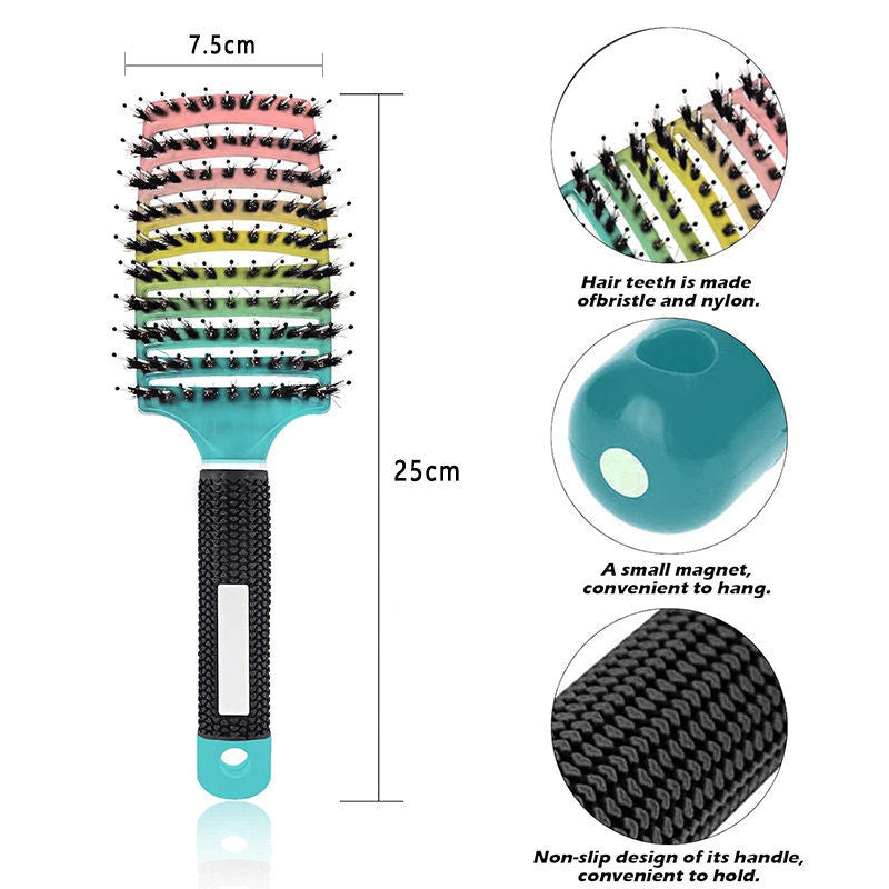 Beakey Hair Detangling Brush Fast Drying Styling Massage Hairbrush for Long Thick Curly Tangled Hair-Rainbow