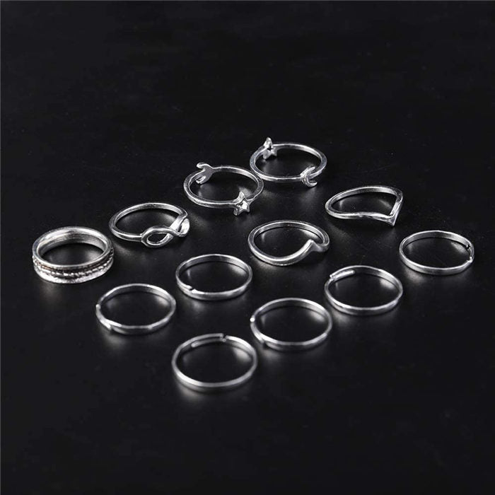 Beakey Rings for Women Teen Girls Silver Rings Womens Rings Cute Rings Stackable Rings Set£¨12Pcs)
