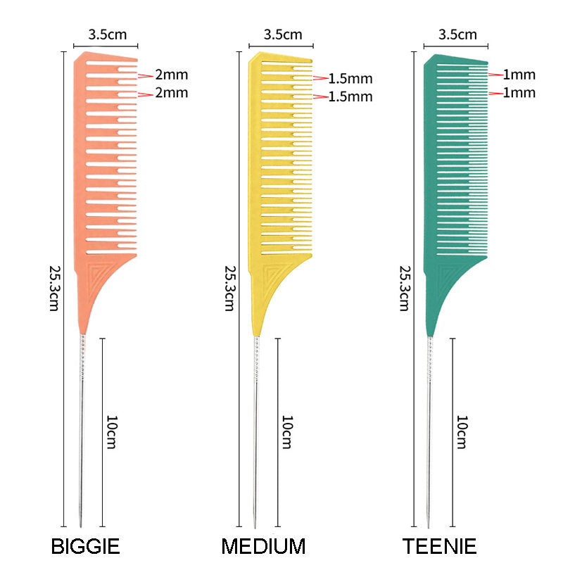 Beakey 3 Pcs Highlighting Combs 3 Sizes with Rat Tail Perfect for Salon-Set8