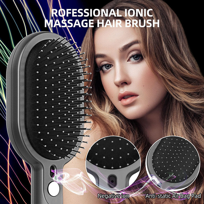 Beakey Vibratio Hair Brush with Negative Ionic for Detangling Frizzy-Black