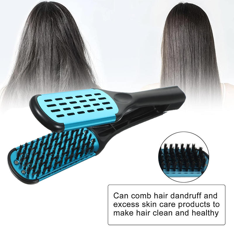 Beakey Boar Bristle Hair Brush Double Sided for Straightening Curling-Blue