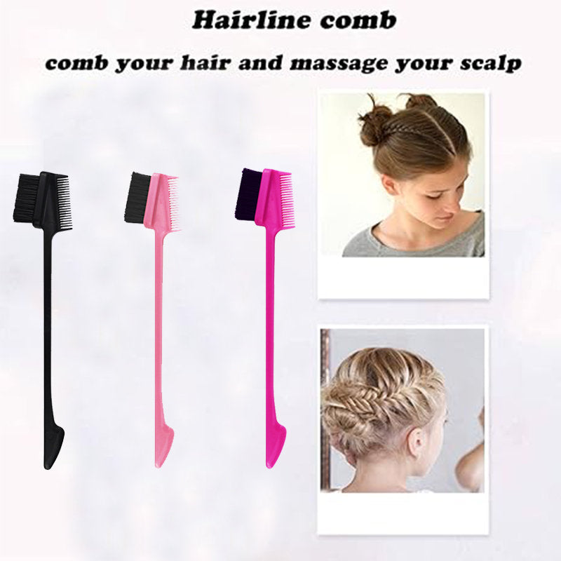Beakey 3 Pcs Double Sided Hair Brush for Hair Eyebrow Edge Control-Set A