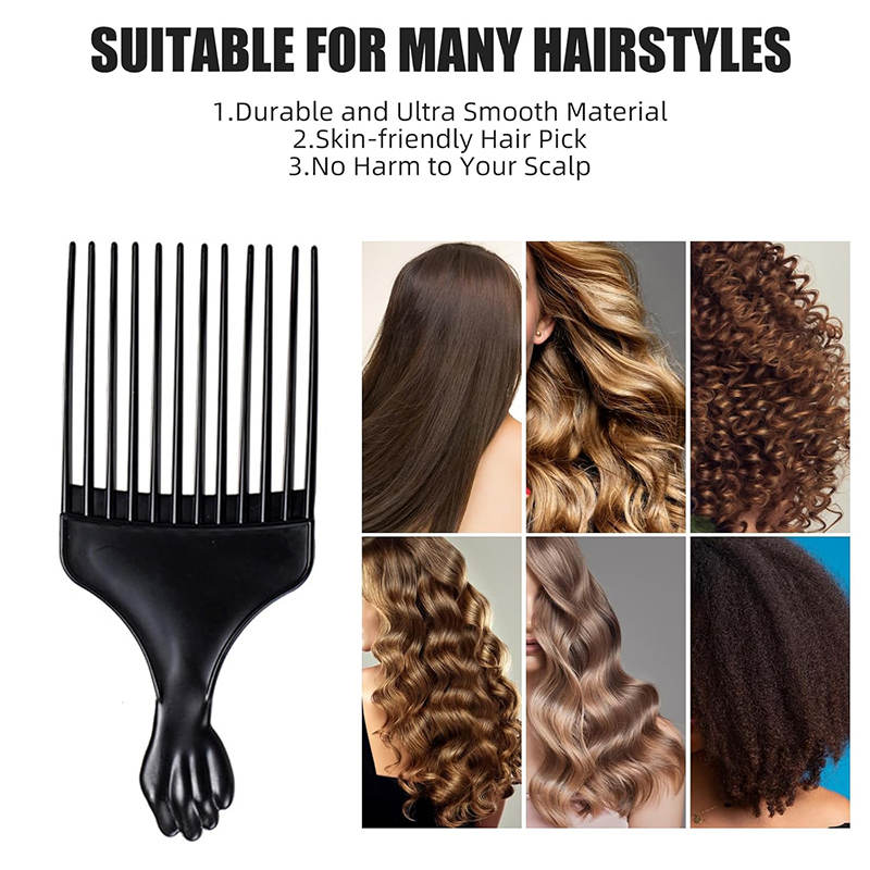 Beakey Black Afro Comb Hair Pick for Curly Hair Detangle Wig Braid Hair Styling Comb
