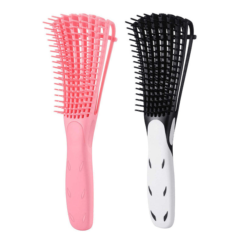 Beakey 2 Pack Detangling Brush for Curly Hair Detangler Brush for Wet Dry Long Thick Curly Hair-PinkWhite