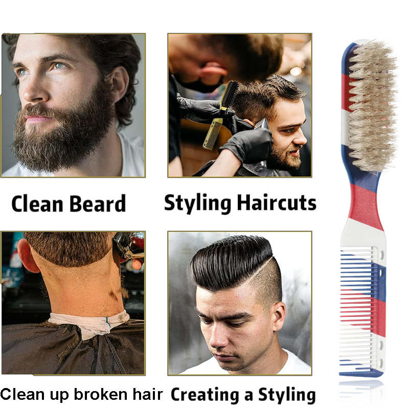 Beakey 2 in 1 Hair Brush Comb Dual Heads Hairdressing Tools for Men-StripeB