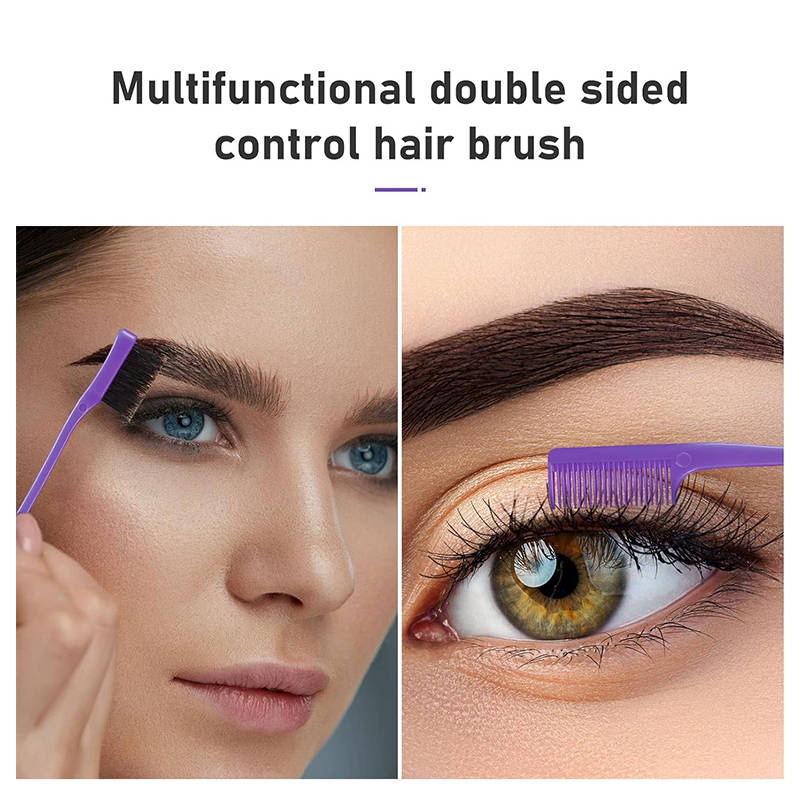 Beakey 12 Pieces Hair Brush Set Nylon Teasing Hair Brushes Rat Tail Combs with Duckbill Clips for Women-Purple Black