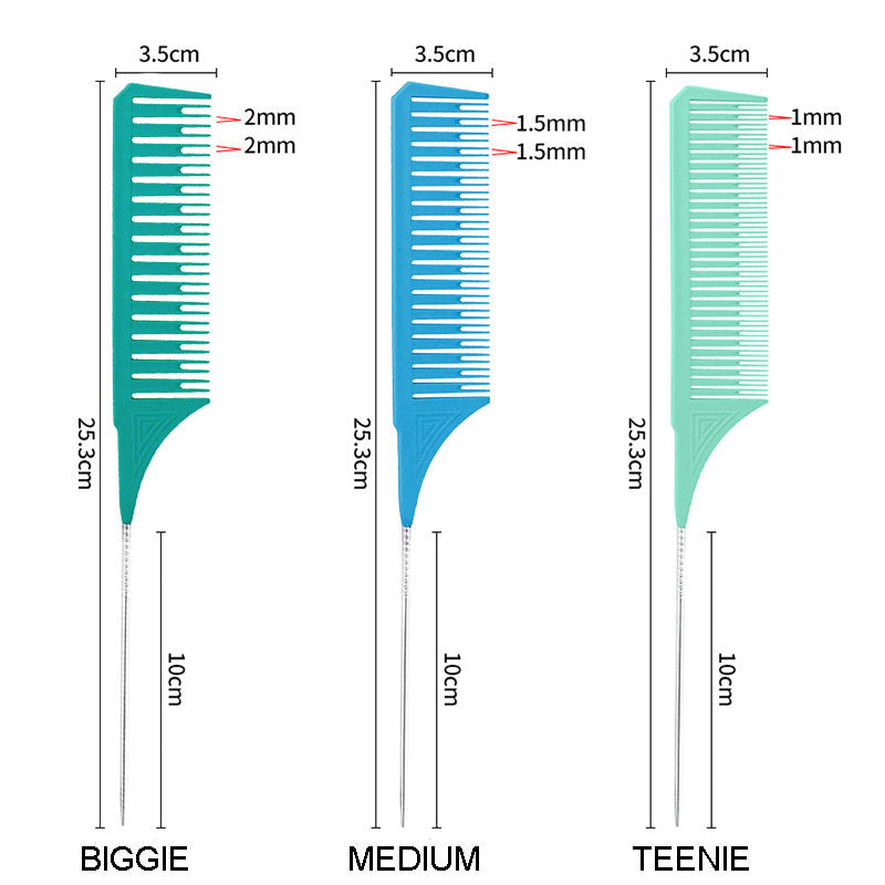 Beakey 3 Pcs Highlighting Combs 3 Sizes with Rat Tail Perfect for Salon-Set4