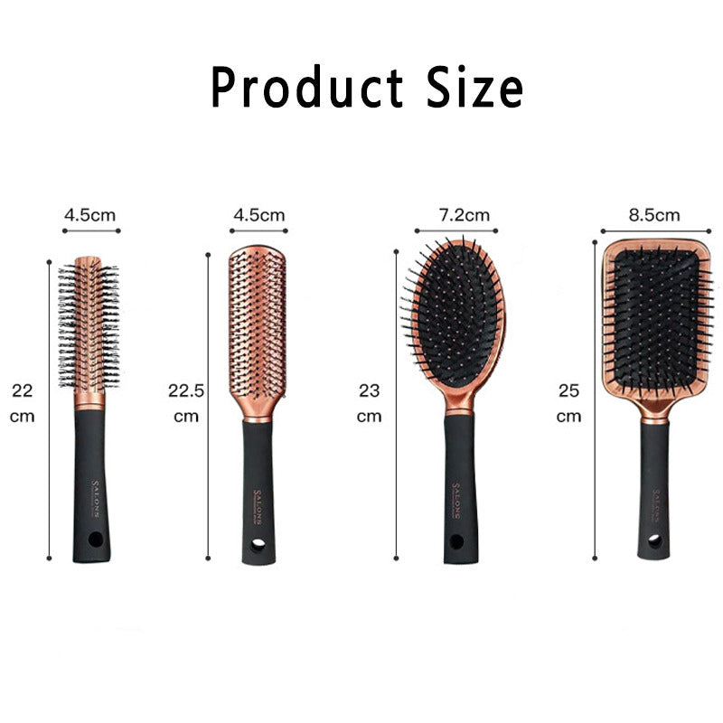 Beakey 4 Pcs Hair Brush Gifts Set for Women Detangling Hairbrush Flexible Soft Pin Bristles for Long Thick Curly Hair-GoldBlack
