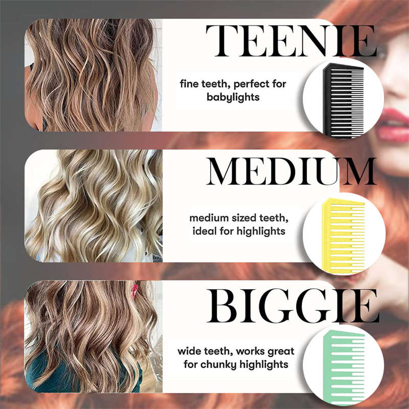 Beakey 3 Pcs Highlighting Combs 3 Sizes with Rat Tail Perfect for Salon-Set7